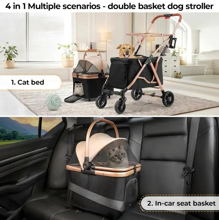 2-tier Dog Stroller 4in1